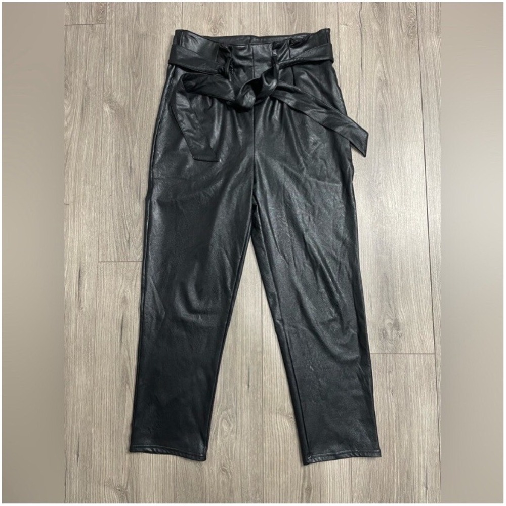 Commando Size Medium Faux Leather Vegan Soft Paperbag Pants High Waisted Belted